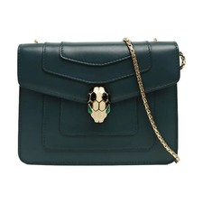 【Authentic】 BVLGARI SERPENTI FOREVER Green Leather Handbags (DDP) picture