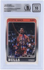 Scottie Pippen Bulls Signed 1988-89 Fleer #20 BAS 10 Rookie Card w/HOF 2010 Insc picture