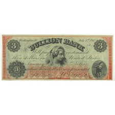 1862 Bullion Bank Washington DC $3 Note Unc Details SKU:CPC0274 picture