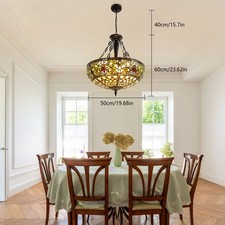 Vintage Style 5-Lights Chandelier Stained Glass Pendant Lamps Ceiling Fixtures picture