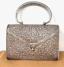 Vintage CRIS 925 Sterling Silver Filigree Handbag Purse Floral 645g picture