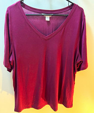 Athleta Women’s Purple Solid V-Neck Short Sleeve T-Shirt Size S /M Regular picture