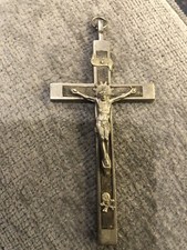 Vintage Catholic Chapel 5” Ebony And Nickle Nuns Crucifix picture