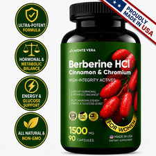 Berberine HCI 1500mg with Cinnamon Chromium Vegan Non-GMO Supplement 90 Capsules picture