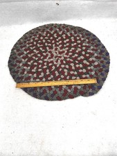 antique wool hand braided chair mat pad red gray 16x17 in. original 1950s picture