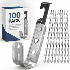 100 Pcs Metal J Hooks with Bat Wing Cable Support, 2 Inch picture