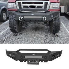 FIT 1998-2011 FORD RANGER TEXTURED STEEL FRONT BUMPER W/LED LIGHT & SKID PLATE picture