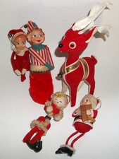 Vintage Christmas Lot Felt Reindeer Knee Hugger Elves Santa & Mrs Claus picture
