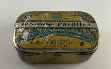 VINTAGE ALLENBURYS PASTILLES MEDICINE TIN HINGED COVER LONDON 3