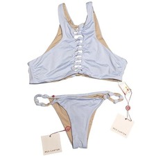 Red Carter NWT reversible baby blue high neck twist bikini set size s swimsuit picture
