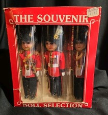 Vintage British Royal Guard  Souvenir Dolls (3) Original Cylinder Tubes & Box  picture