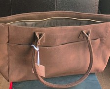 Mali + Lili Faux Suede Tote Bag Chocolate Brown NWT Large Zip Top $98 picture