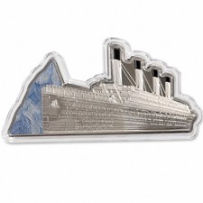 2022 Solomon Islands RMS Titanic 5 oz .999 Silver Shaped Coin W/COA Mintage 750 picture
