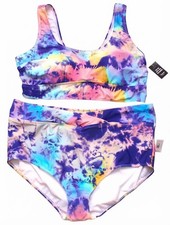 Torrid 2-Piece Bikini, Colorful Watercolor Print, Size 2 (Plus 2X), NEW picture