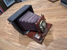 Antique Gem Glenco No 2 Folding Camera Wollensak Lens Plate Holders picture