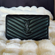 Saint Laurent YSL Black Quilted envelope style Crossbody Bag w/ Chain Strap picture