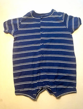 Carter's Baby Striped Romper One-Piece Short Sleeve Crew Neck Button 0-3M picture