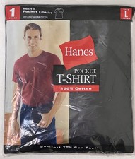 Hanes Pocket T-Shirt Men’s 42-44 100% Cotton Vintage Deadstock NOS Sealed picture
