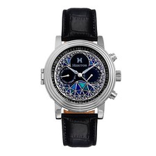 Heritor Automatic Legacy Leather-Band Watch w/Day/Date - Silver/Black picture