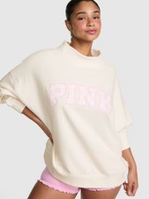 Victoria’s Secret PINK White Pink Polka Dot Mock Neck Pullover Sweatshirt XS-XL picture