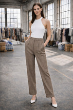 Vtg 70s 80s Pants 14 COMPANY ELLEN TRACY Wool Tweed Pleat Menswear Hepburn Cuff picture