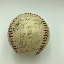 Rare 1936 Cleveland Indians Team Signed Baseball Bob Feller Rookie JSA COA picture