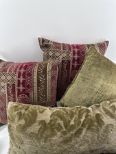 Lot of 4 Vintage Croscill Galleria Throw Pillows 20x20 Heirloom Patchwork Red picture