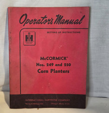 Vtg McCormick IH Nos. 249 250 Corn Planters Operations Manual w/Supplement 1958 picture