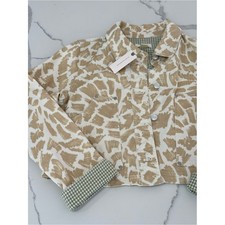 Anthropologie Maeve Gardener Denim Jacket Animal Print Sz M NWT picture