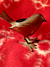 CUTE  Vintage Mid-Century Modern Style Cast Metal Bird Candle Holder Figurine picture