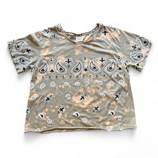 Jaded Gypsy Moon Dance Golden Hour Tee Green Bleached Paisley Bandana S/M Mint picture