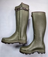 LE CHAMEAU CHASSEUR HERITAGE LEATHER LINED & TRIM MEN DARK GREEN WELLINGTON BOOT picture