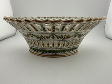 Antique Sevres Faience Reticulated Floral Centerpiece Basket 12.5 Inch picture