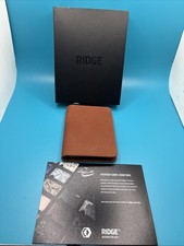 Ridge Bifold Leather Wallet Tobacco Brown Full Grain RFID New in Box picture