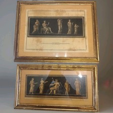 2 Framed Antique 18th Century Neoclassical Prints picture