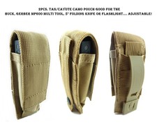 2  x Tan Camo VELCRO Pouch Good For Buck, Gerber MP600 MP800, 06 Multitool,Knife picture
