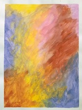 Original Abstract Painting Mixed Media Modern Sunset Colorful Wall Art 9 x 12 picture