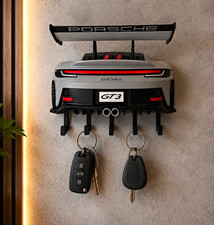 Porsche GT3 RS Wall Mounted Key Rack, Car Rear Design,5 Hooks, Plastic picture
