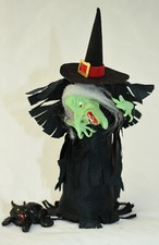 VINTAGE Dollhouse Miniature HALLOWEEN WITCH Doll BLACK CAT Artisan Margene OOK picture