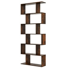 Costway 6 Tier S-Shaped Bookshelf Storage Display Bookcase Decor Z-Shelf Coffee picture