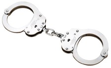 UZI Silver Chain NIJ Handcuffs Double Lock Steel Restraints w/ Keys picture