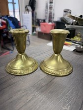 Vintage Pair Of Brass Candlestick Holders picture