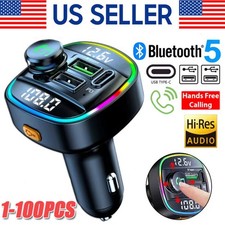 Bluetooth 5.0 Car Wireless FM Transmitter Adapter USB PD Charger AUX Hands LOT picture