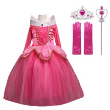 Sleeping Beauty Princess Aurora Costume Party Dress For Girls Pink And Blue Set picture