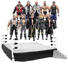 Wrestling Ring & 10 LOOSE Rising Stars of Wrestling Action Figures picture