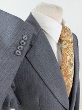 Vintage Bespoke Men’s Gray Pinstripe Wool Suit 38 L Pants 32 X 34 USA Made picture