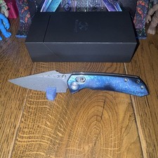 Kansept Fenrir Damascus Blade. Titanium Lightning Strike Handle. Bar Lock. picture