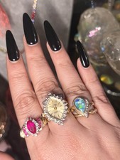 10k Yellow Gold Ruby Diamond Cocktail Marquise Ring Vintage 4.0G Beautiful Sz7 picture