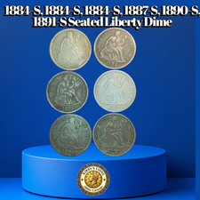 1884-S 1887-S 1890-S 1891-S Seated Liberty Dime Lot G/VF Silver picture
