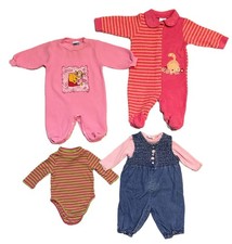 90s Vtg baby girl toys 0-6 months Clothes Lot 5 Pieces Pink Striped Pooh Cat picture